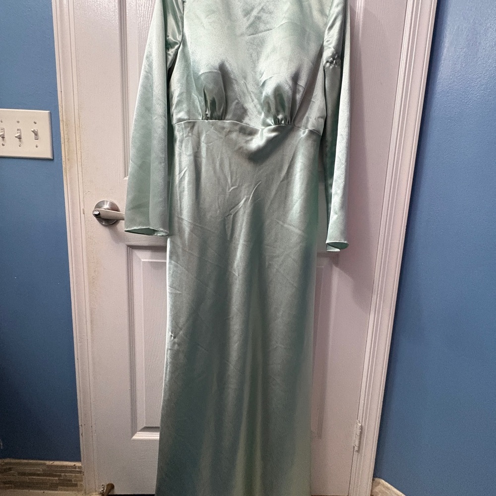 Crystal Satin Long Sleeve Bridesmaid Dress
